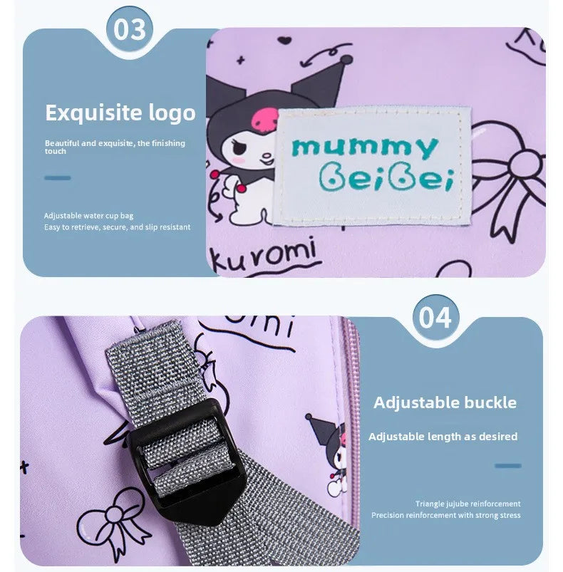 Kuromi New Diaper Bag Backpack Cartoon Cute Baby Diaper Bag Backpack Multifunctional Fashion Lightweight Baby Bag Large Capacity