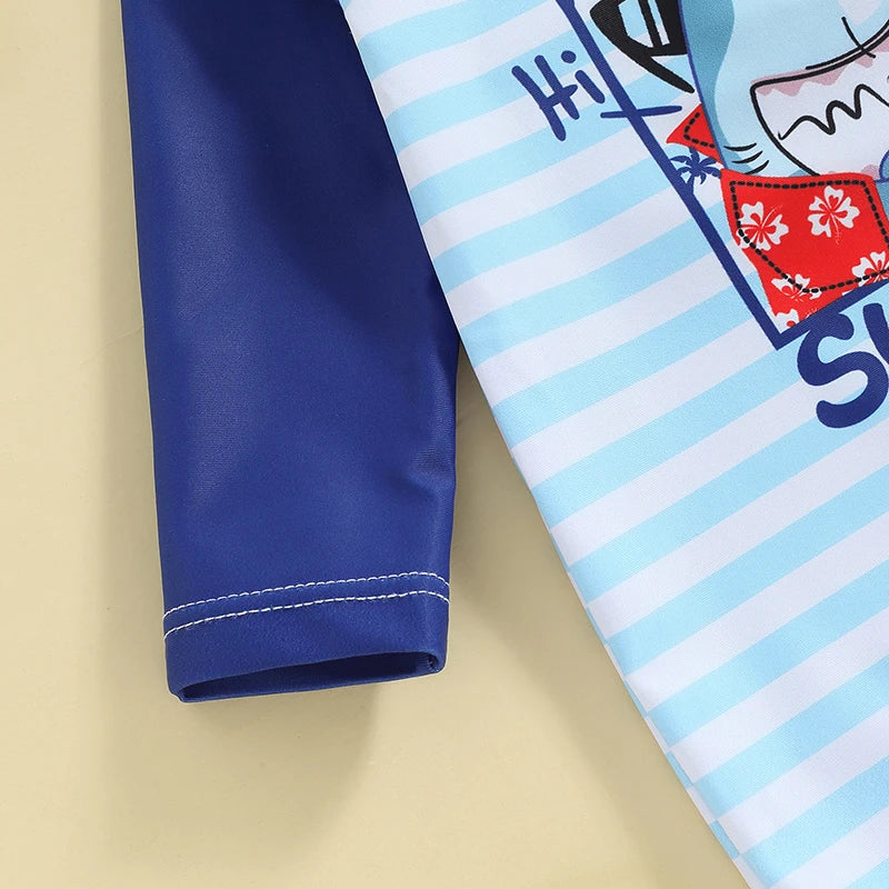 Children s Boys Summer Swimwear Cute Shark Print Short Sleeve Rash Guard Swimsuit Beachwear Bathing Suit for Kids