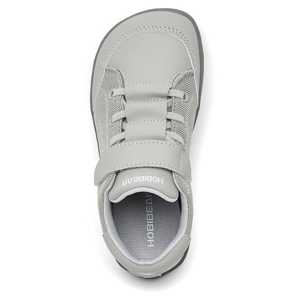 HOBIBEAR Kids Wide Toe Barefoot Shoes Boys Girls  Minimalist Sneakers Lightweight Hook Loop Mesh Artificial Leather Shoes