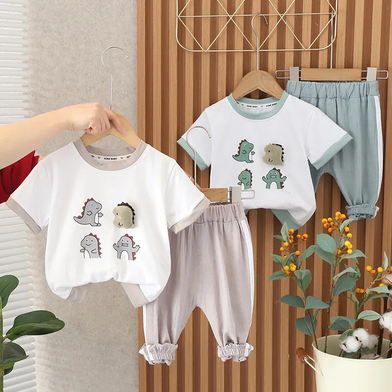 New Summer Baby Girl Clothes Suit Children Boys Cartoon T-Shirt Shorts 2Pcs/Sets Toddler Casual Cotton Costume Kids Tracksuits