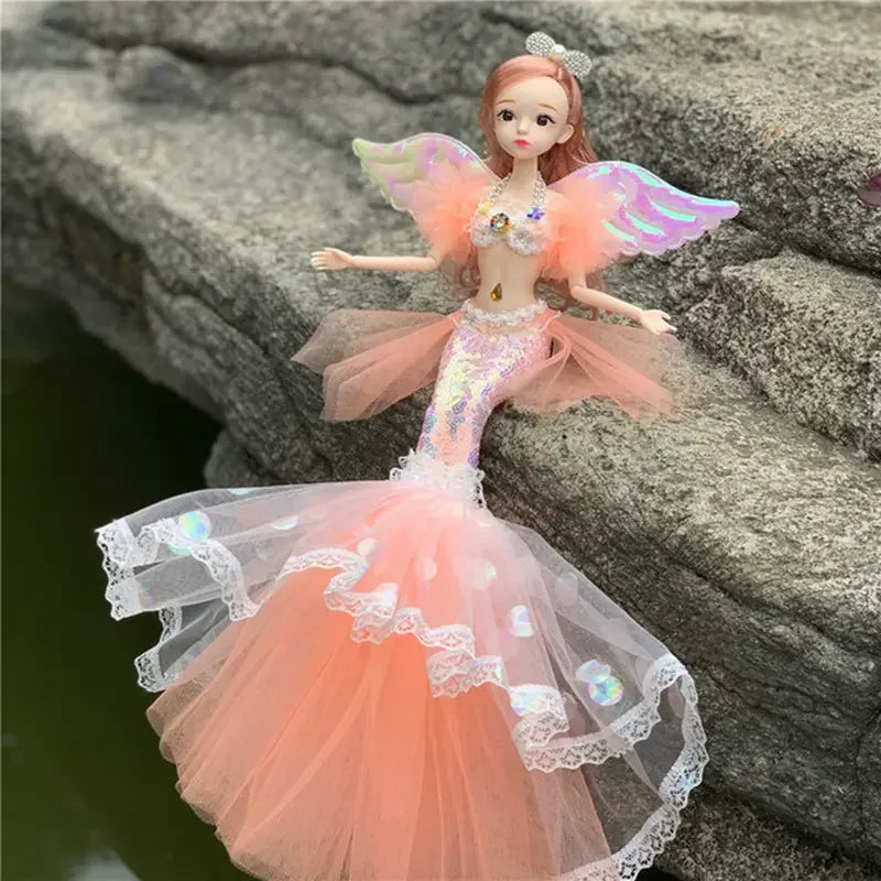 Colorful Mermaid Doll Rainbow Princess Toy Children's Pretend Play House Dress Up Toy Christmas Birthday Gift for Girls
