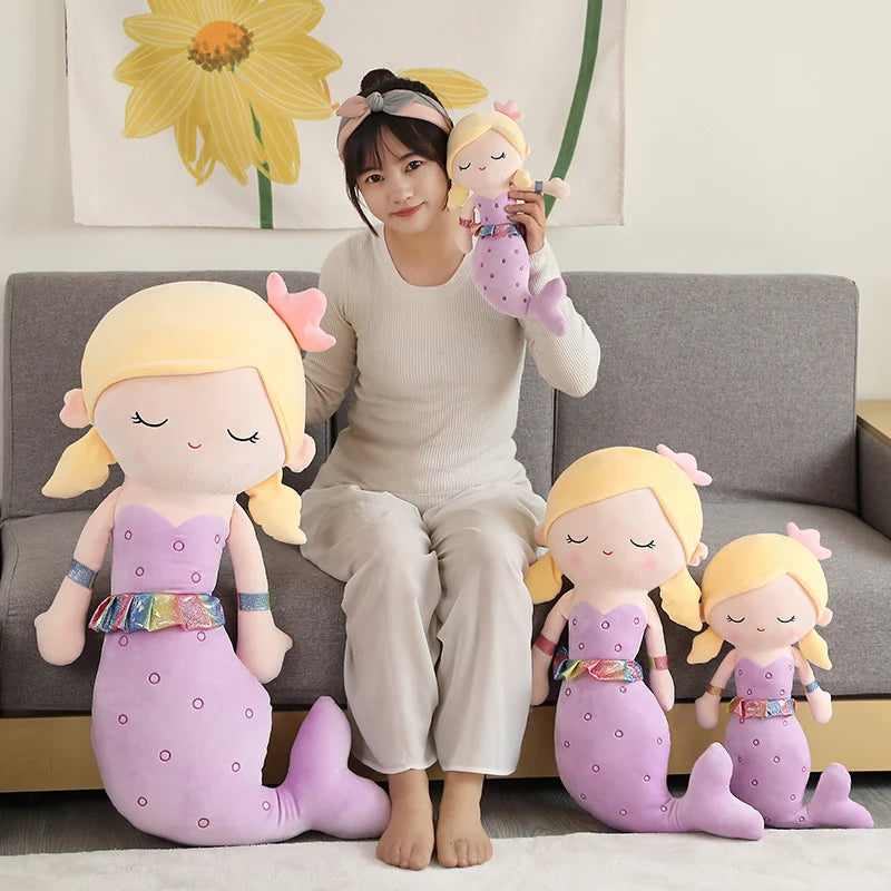 High Quality Cartoon Kawaii Mermaid Plush Toys Soft Animal Plush Pillow Stuffed Toy Princess Dolls Children  Girls Birthday Gift