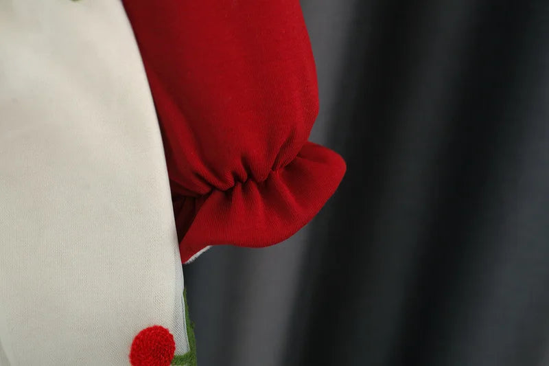 Autumn And Winter New Red Christmas Party Baby Girl Princess Dress, Sweet Bow Thickened Children'S Long Sleeved Clothes