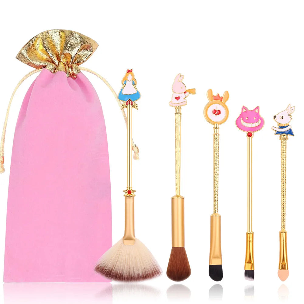 Fantasy, Alice's Wonderland makeup brush set, Mr. Rabbit pumpkin carriage creative makeup brush, suitable for girls' holiday gif