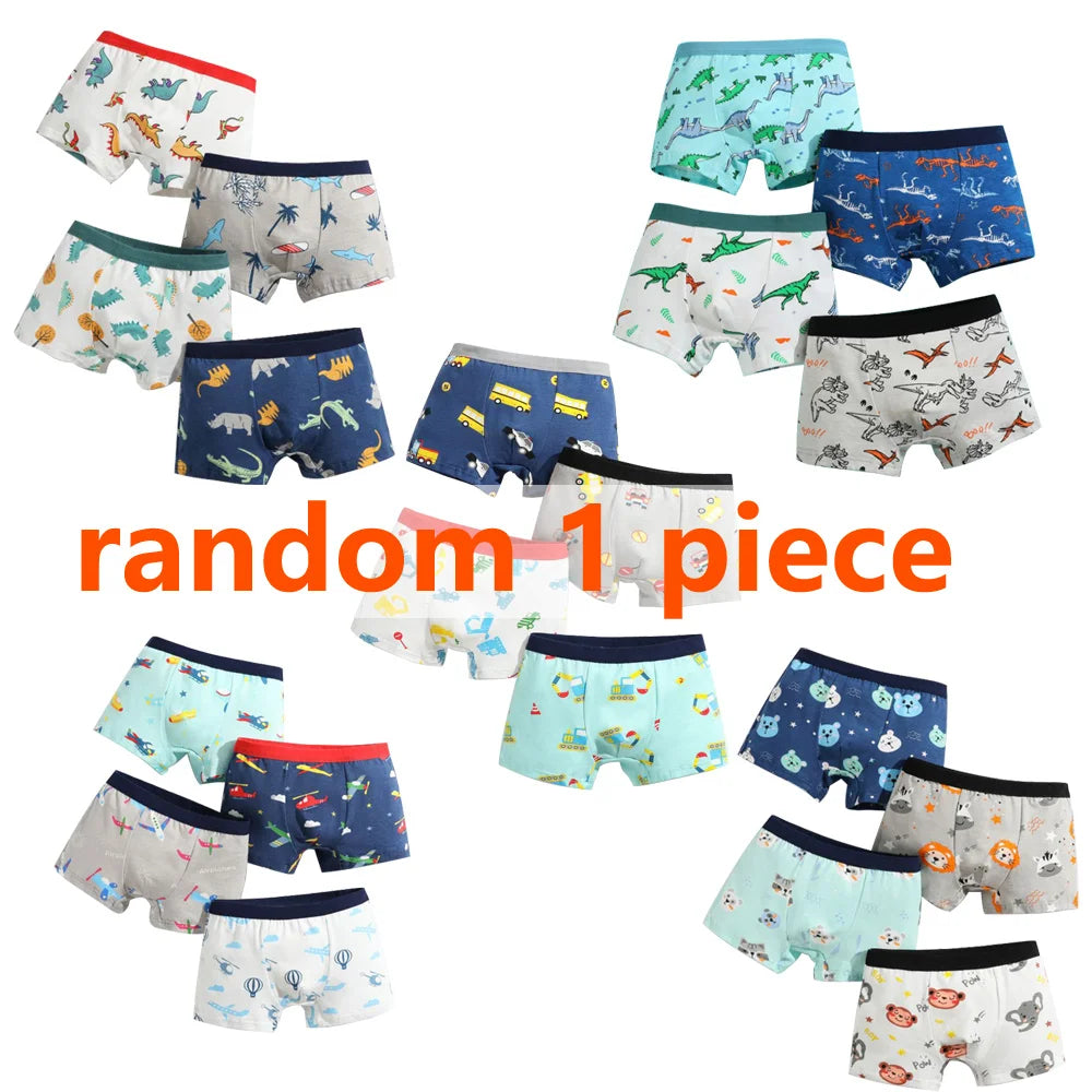 1/4/8 pcs Boys Boxer Sets Briefs Kids Cotton Underwear Baby Underpants Teenager Cartoon dinosaur All Print Soft Children Panties