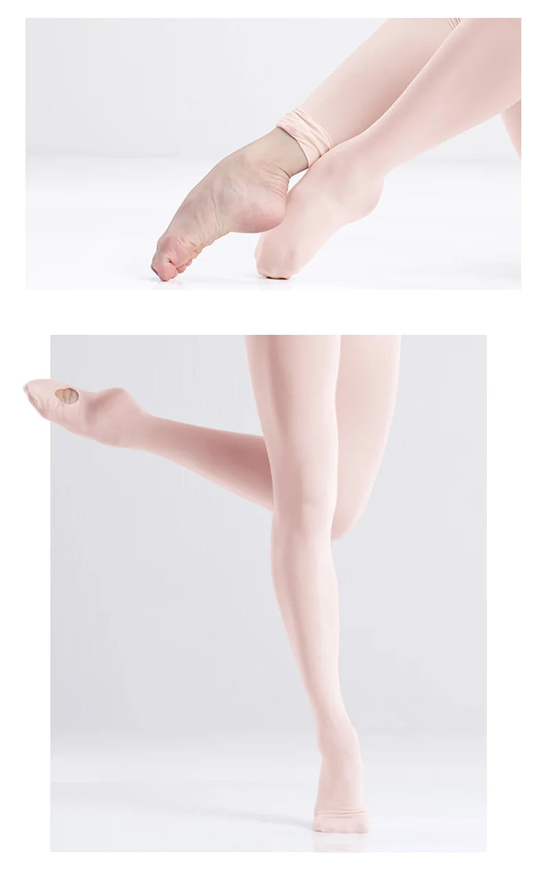 Wholesale Ballet Tights for Adults Girls Velvet Convertible Dance Stockings White Pink Ballet Pantyhose With Hole 12 Pairs