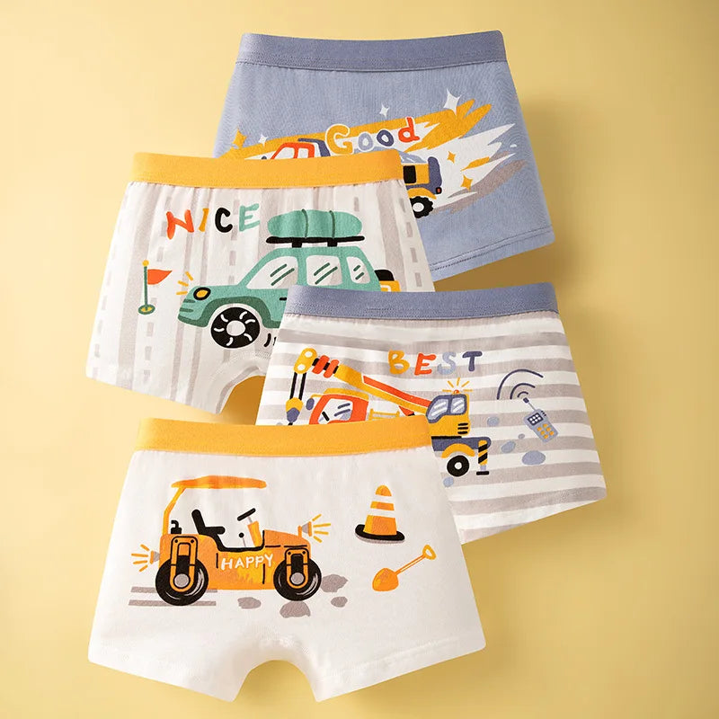 Boy Pure Cotton Boxers Kids Colorful Underwear Cute Design Baby Boy Underpants Size M-3XL For Weight 10-45kgs Boy