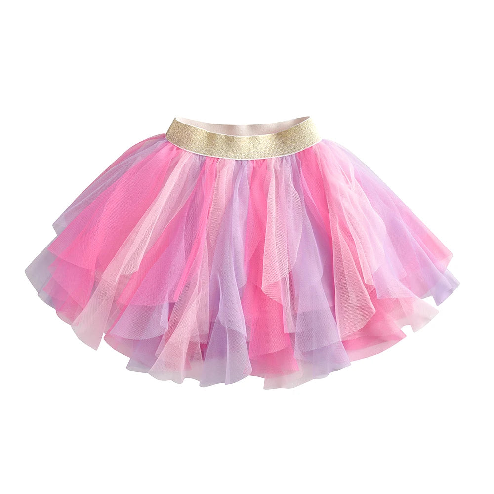 Girls Tutu Sequins Skirts Kids Clothes Bow Layered Skirts Princess Pleated Skirt Kids Mesh Skirt Girls Children Party Clothes