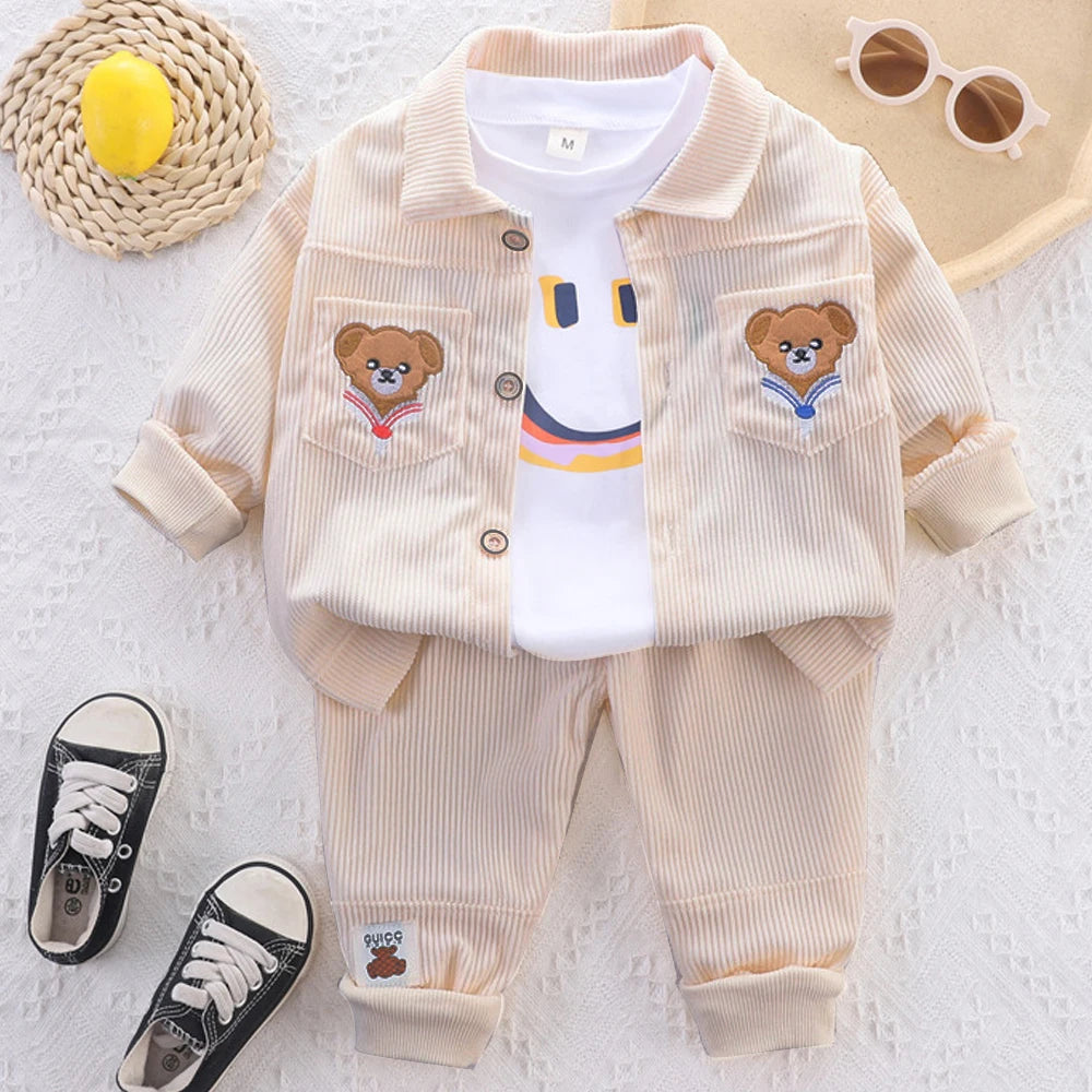 Cute Bear Spring Autumn Long Sleeve Kids Clothes Pants Suits Toddler Children Sportswear Casual Kids Outfits For 1 to 5 Years