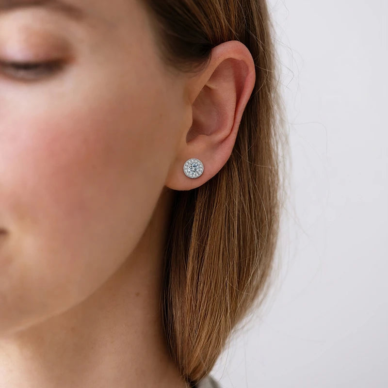 100% 925 Sterling Silver Classic Round Cut Moissanite Stud Earrings Ring Set Platinum Lab Diamond For Women Wedding Jewelry Gift