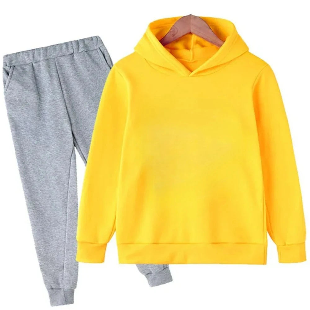 Autumn Winter Children 2Pcs Set Fashion Sports Hoodie+Pants Suits 4-14 Years Boys Girls Casual Outfits Tracksuits Kids Clothing