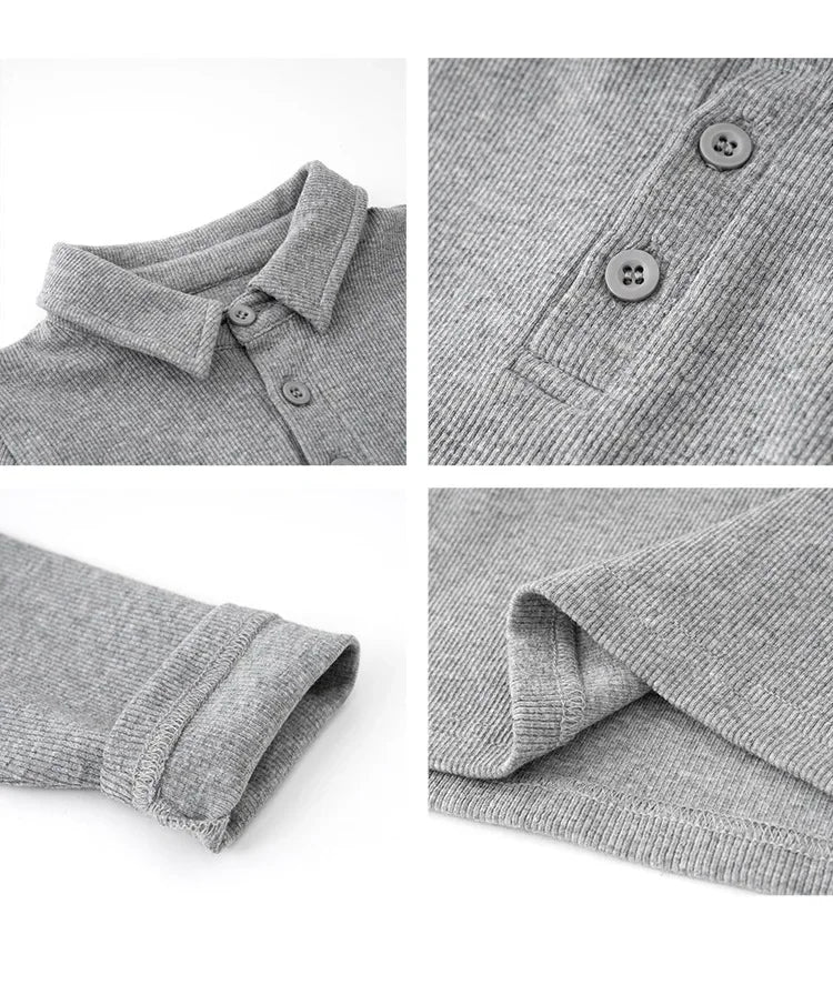 Boys Polo Shirts Long Sleeve Tops for Kids Solid Color Children T-shirt Cotton  Baby Tops Toddler Spring Autumn Outwear