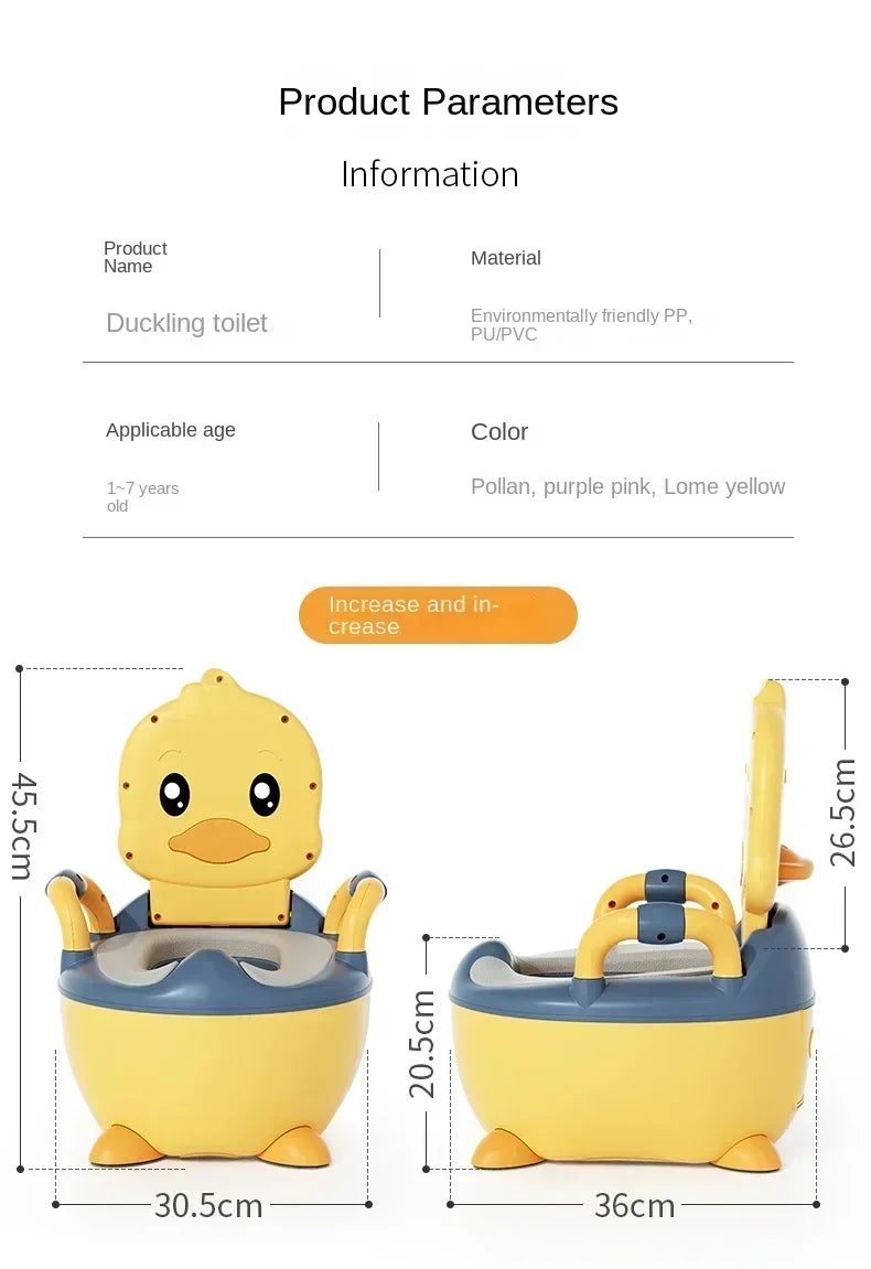 Potty Training Toilet for Kids Household Cute Cartoon Duck Soft Hard Cushion Clamshell Waist Guard Toilet Baby Toilet Supplies