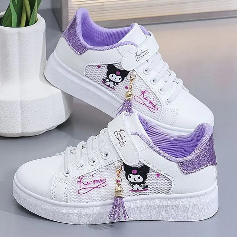 Sanrio hello kitty  spring autumn non-slip net shoes girl casual shoes cartoon board shoes kuromi sports shoes cute Sneakers