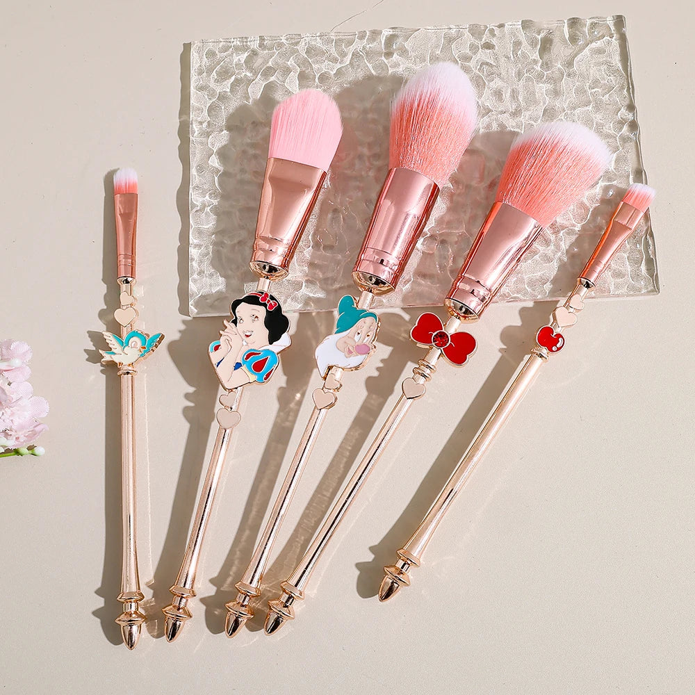 5pcs princess style, Snow White makeup brush set, Disney princess series cartoon eye shadow brush, fashion makeup tools