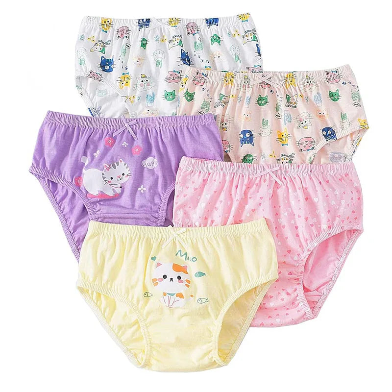 5Pcs / Set Girls Underwear Cotton Cute Unicorn Pattern Little Girls Panties Breathable Comfort Kids Hipster Briefs