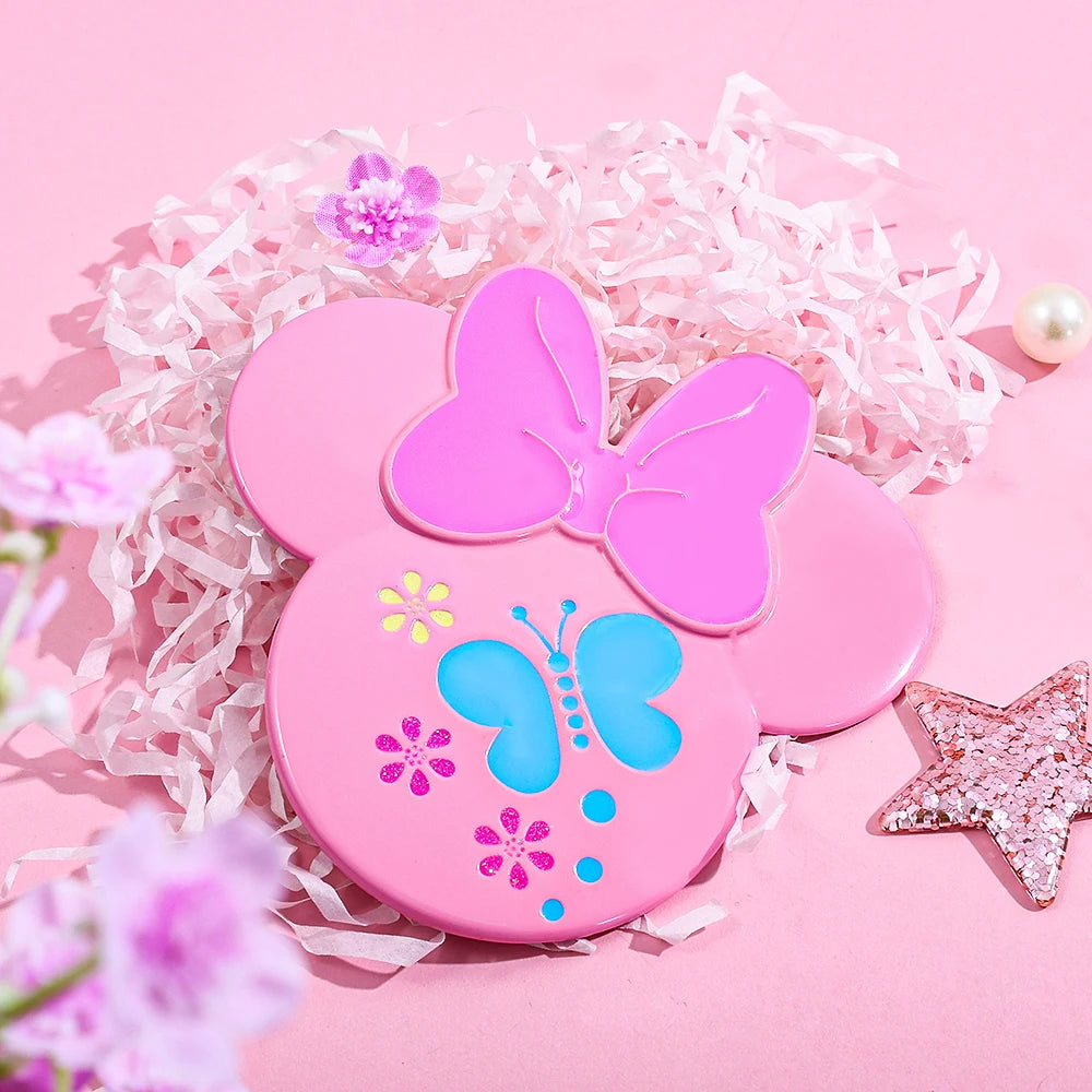 Minnie makeup brush set, metallic texture, cartoon makeup tool, cute Minnie hand mirror, suitable for girls' birthday parties!