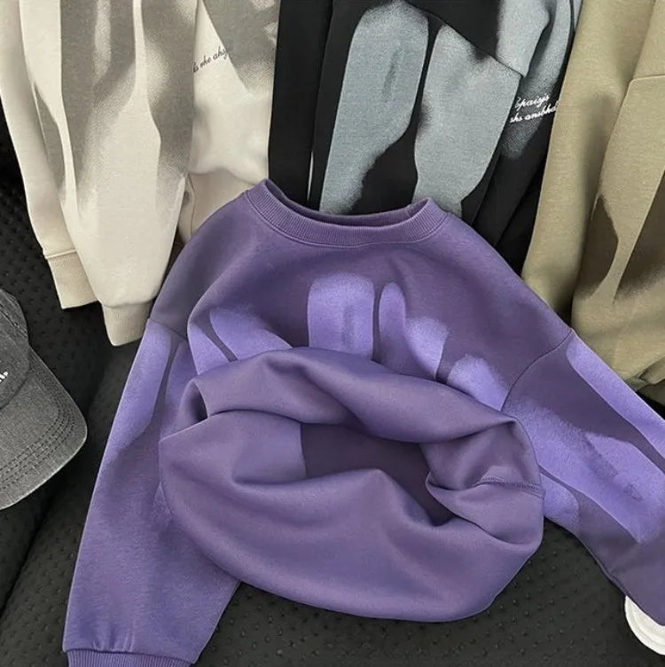 Boys' Medium To Large 2025 New Arrival No Hood Crewneck Spring/Autumn Trendy Street Style Kids Sweatshirt