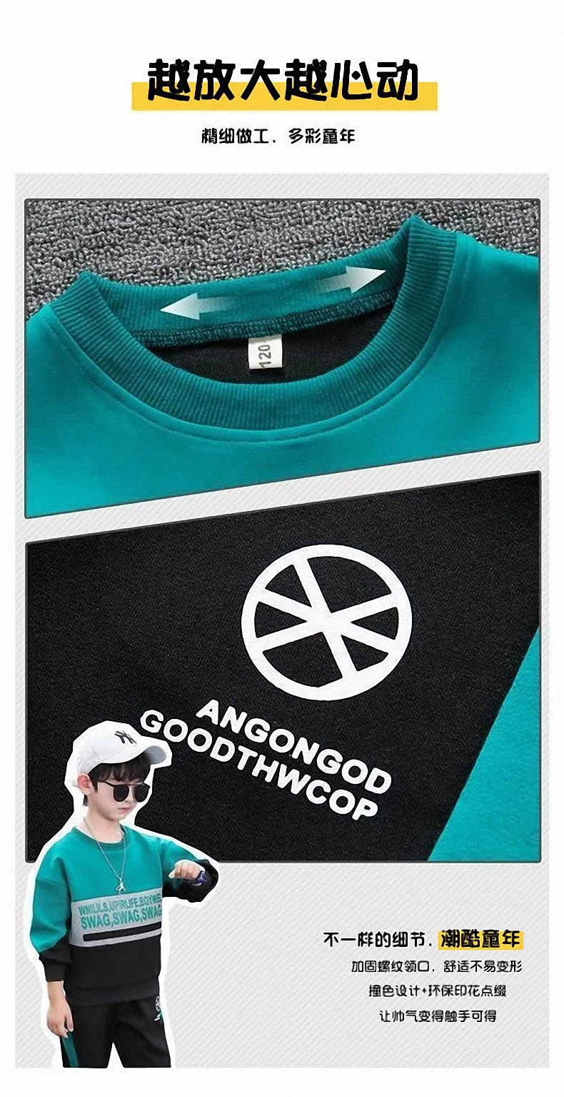 2024 Boys Clothes Set striped Sweatshirt tops + Sport Pants Tracksuits winter Autumn Kids Suit Children 5 7 8 9 10 11 12 13Year