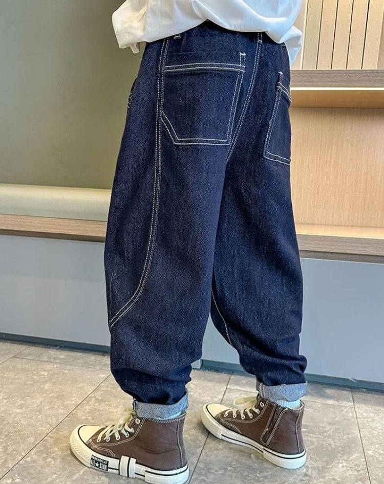Designer Boys Autumn Winter 2025 New Casual Stretchable Denim Jeans Long Pants Boys' Fashionable Trousers