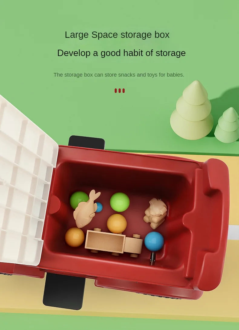 Kids Ride On Train with Lights & Music Under Seat Storage Gift for Toddlers Boys Girls Retro Balance Bike Balance Car Toy