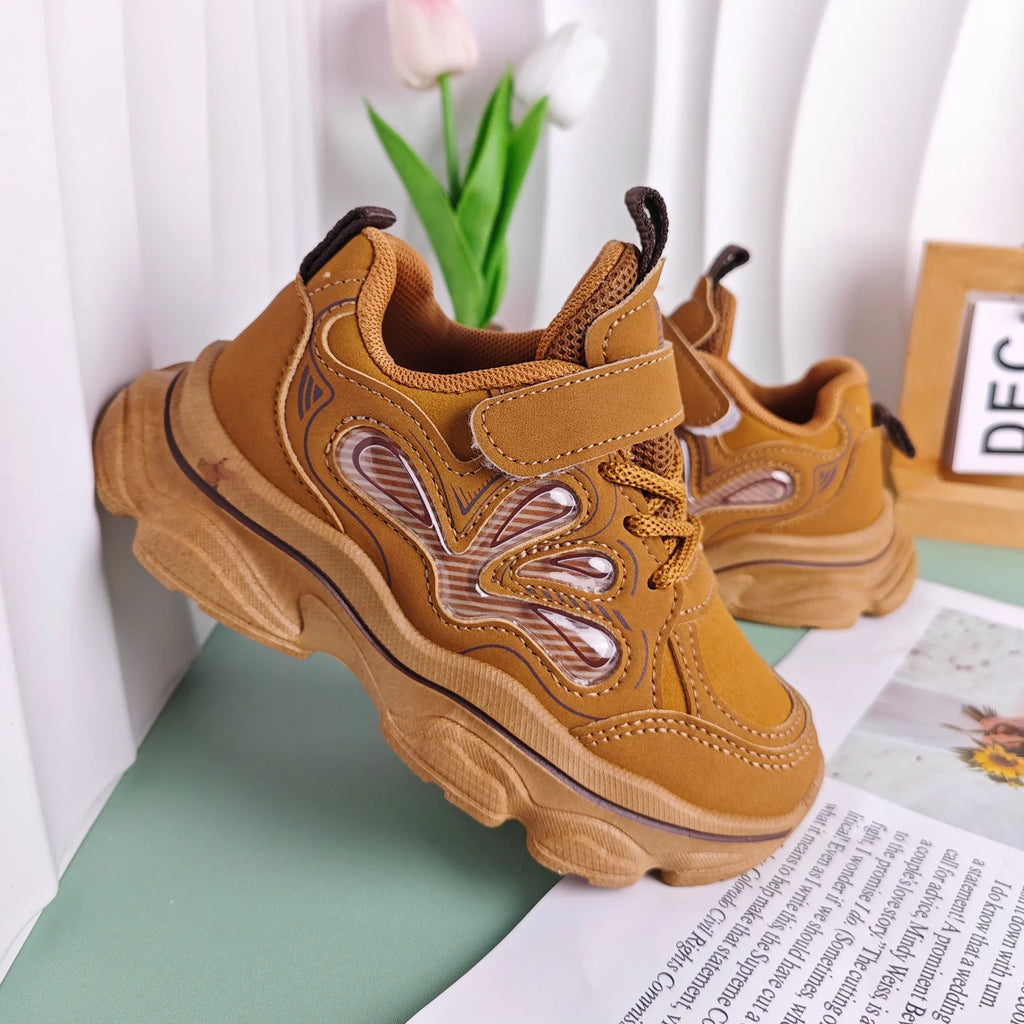Kids'Casual Shoes Children Cartoon PU Leather Spring Fashion Outdoor Sneakers Breathable Anti-slip Purple Khaki Size 26-37