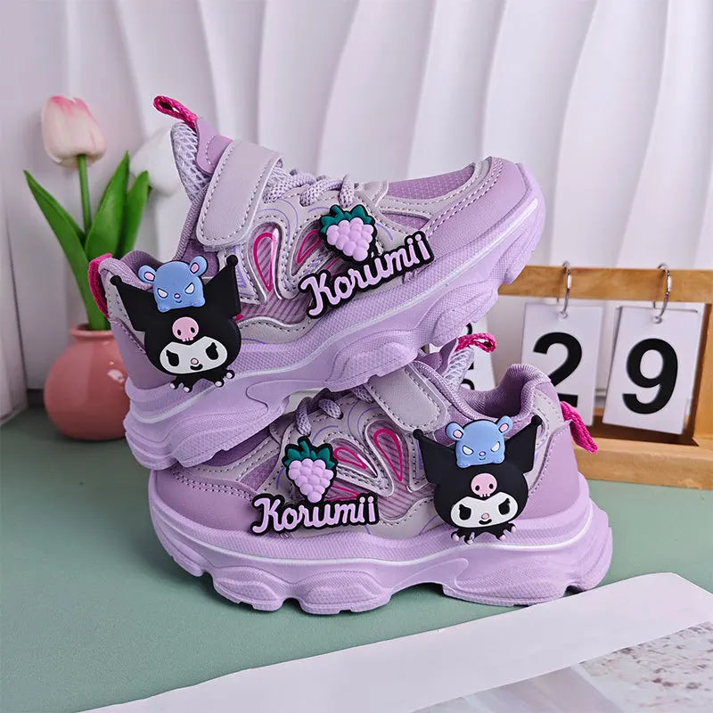 Kids'Casual Shoes Children Cartoon PU Leather Spring Fashion Outdoor Sneakers Breathable Anti-slip Purple Khaki Size 26-37
