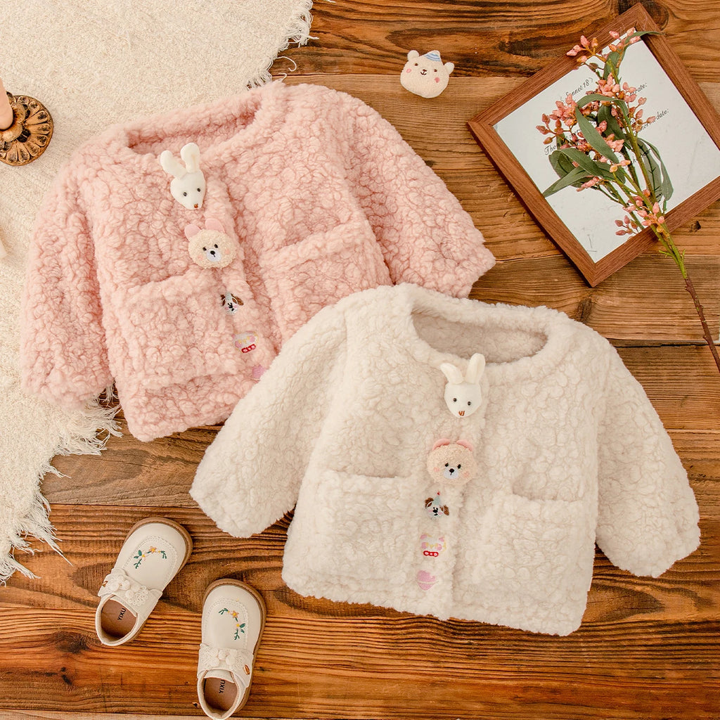 New Autumn And Winter Thick And Warm Baby Girl Coat, Cute Cartoon Children'S Clothes For Babies Aged 9 Months To 4 Years Old