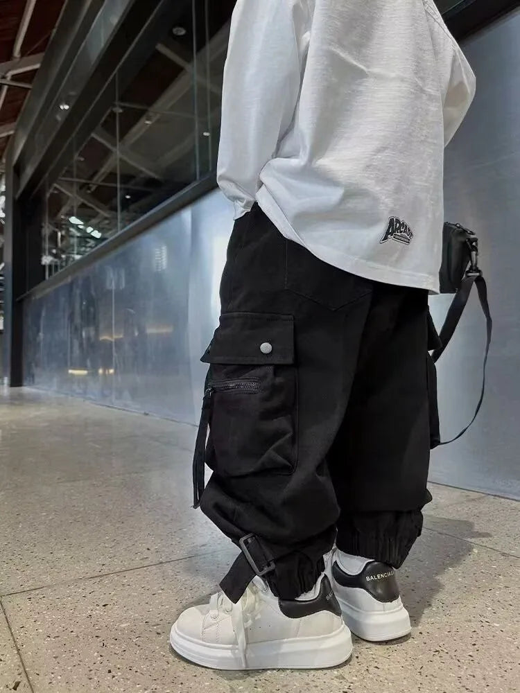 2025 New Boys' Cargo Pants Spring Autumn Casual Street Dance Cuffed Ankle Long Pants Toddler Boys