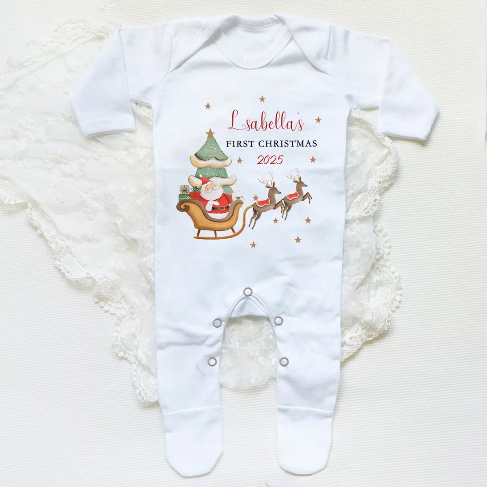 Personalised Baby's First Christmas Sleepsuit My 1st Christmas Pjs Baby Xmas Outfit New Year Holiday Baby Grow