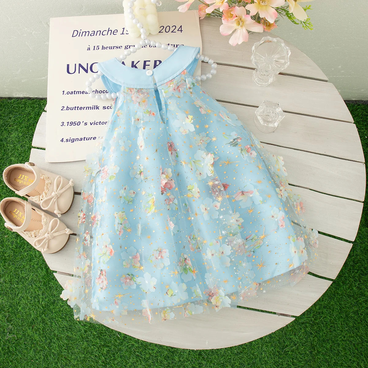 Summer New Princess Style Baby Girl Dress, Floral Chiffon Children'S Sleeveless Clothes For Birthday Parties (0-3 Years Old)