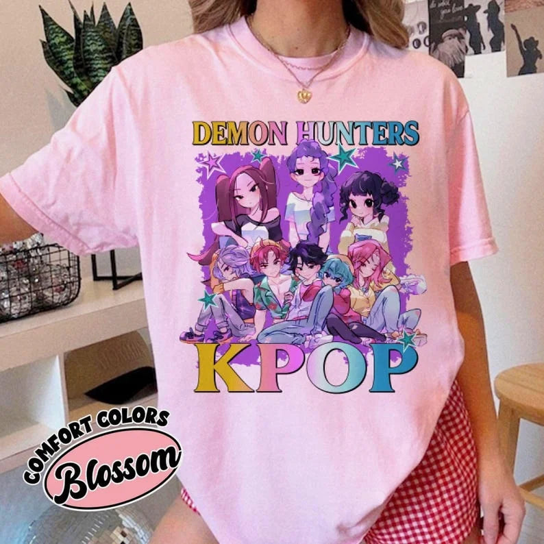 2025-26 New Kpop Demon Hunters Saja Boys T-shirt Harajuku Women Girl Huntrix O-neck Summer Shirt Gift for Fans