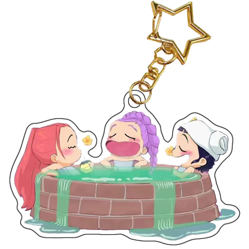 Kpop Demon Hunters Saja Boys Keychain Huntr-X Bag Pendant Unters Huntrix Saja Self Made Acrylic Keyring Jewelry Friends Gift