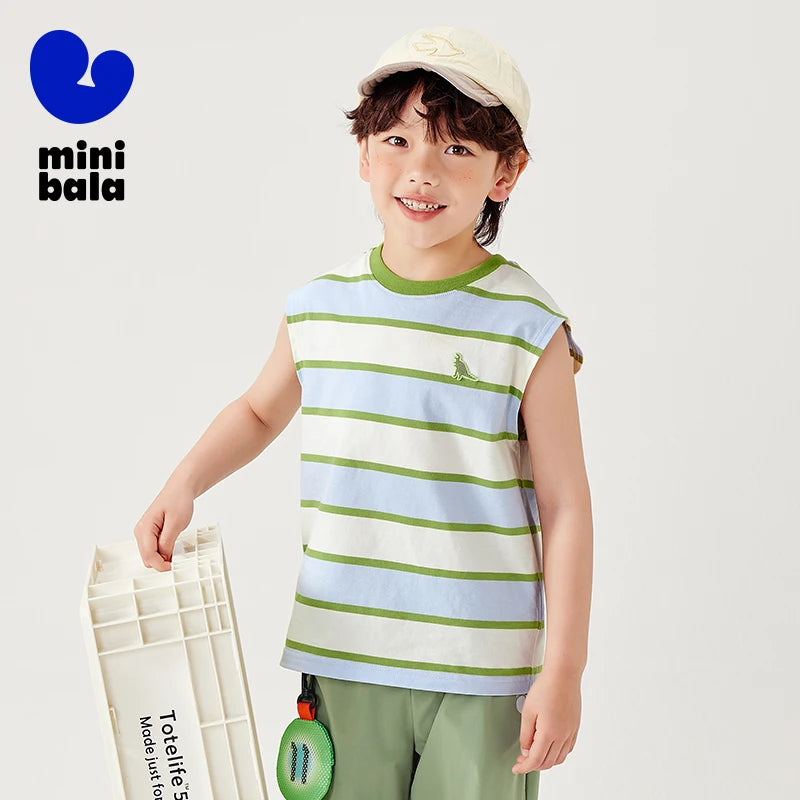 Mini Bala Boys Quick-Dry Cotton Tank Top Breathable Soft and Skin-Friendly 2025 New Summer Underwear for Kids