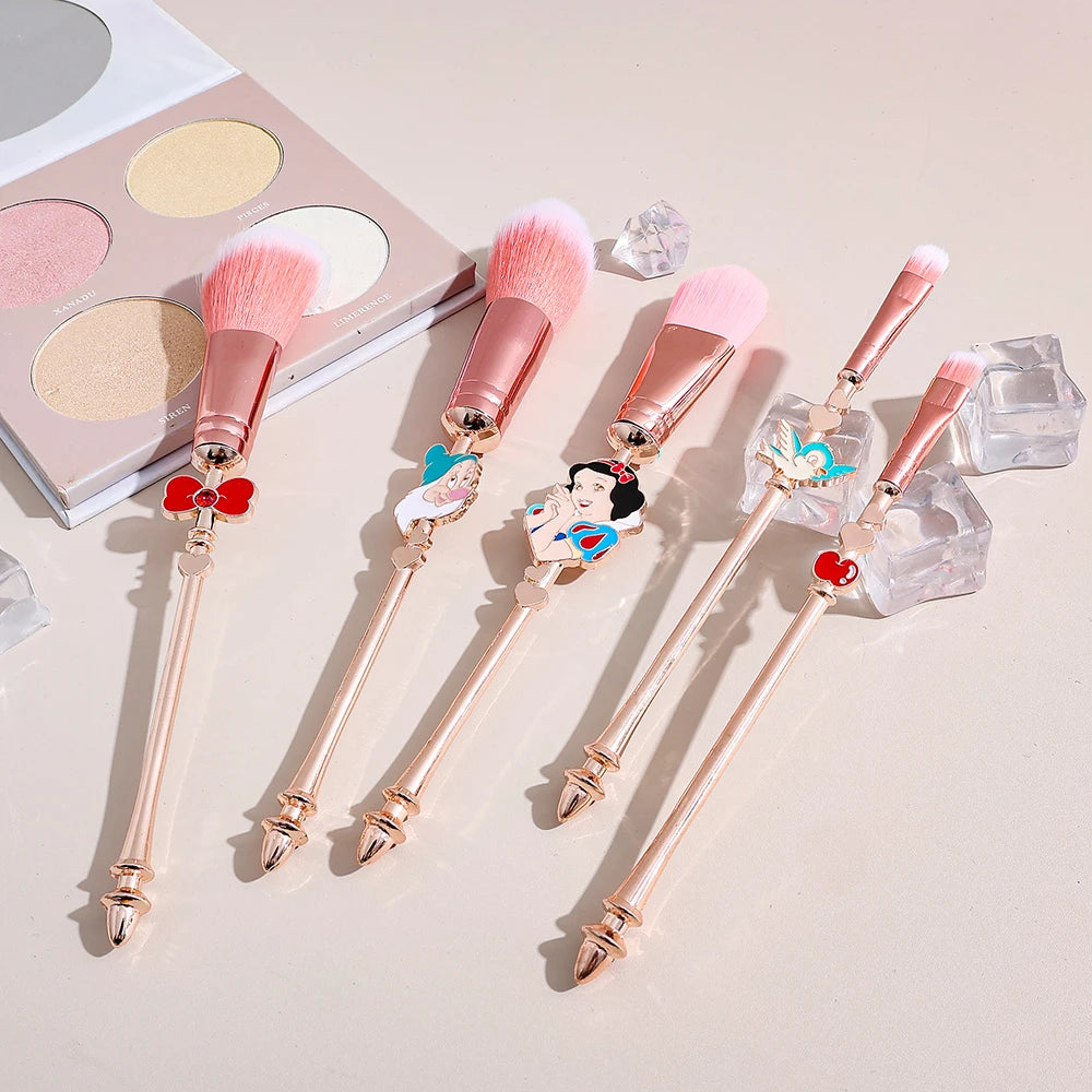 5pcs princess style, Snow White makeup brush set, Disney princess series cartoon eye shadow brush, fashion makeup tools