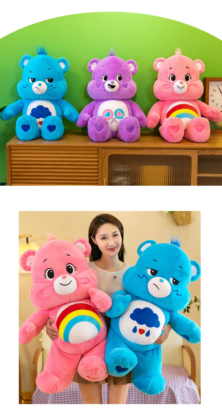 MINISO 30CM Carebears Kawaii Rainbow Bear Plush Toy Lovely Anime Colorful Bear Stuffed Doll Room Decor Lovely Bear Birthday Gift