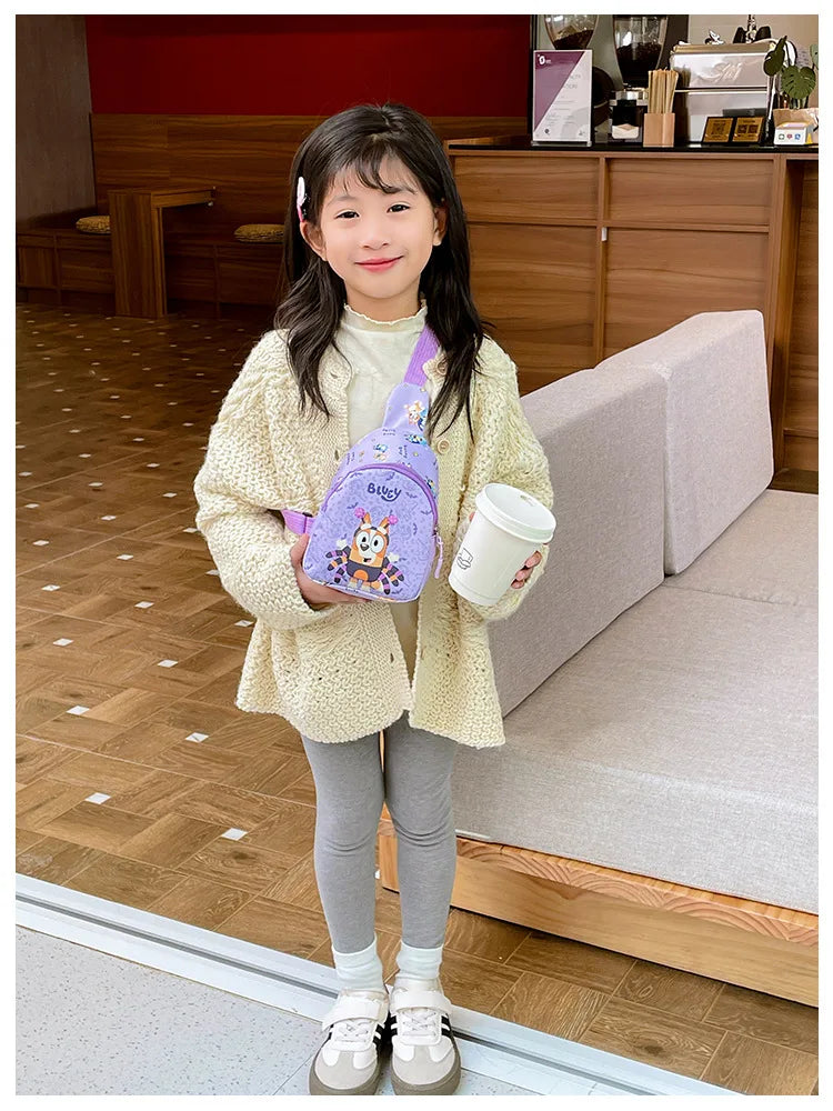 Bingo Friends Children's Bag Cute Bluey Family kids Chest Bag Kindergarten Cartoon Light Crossbody Bag Halloween Christmas gift