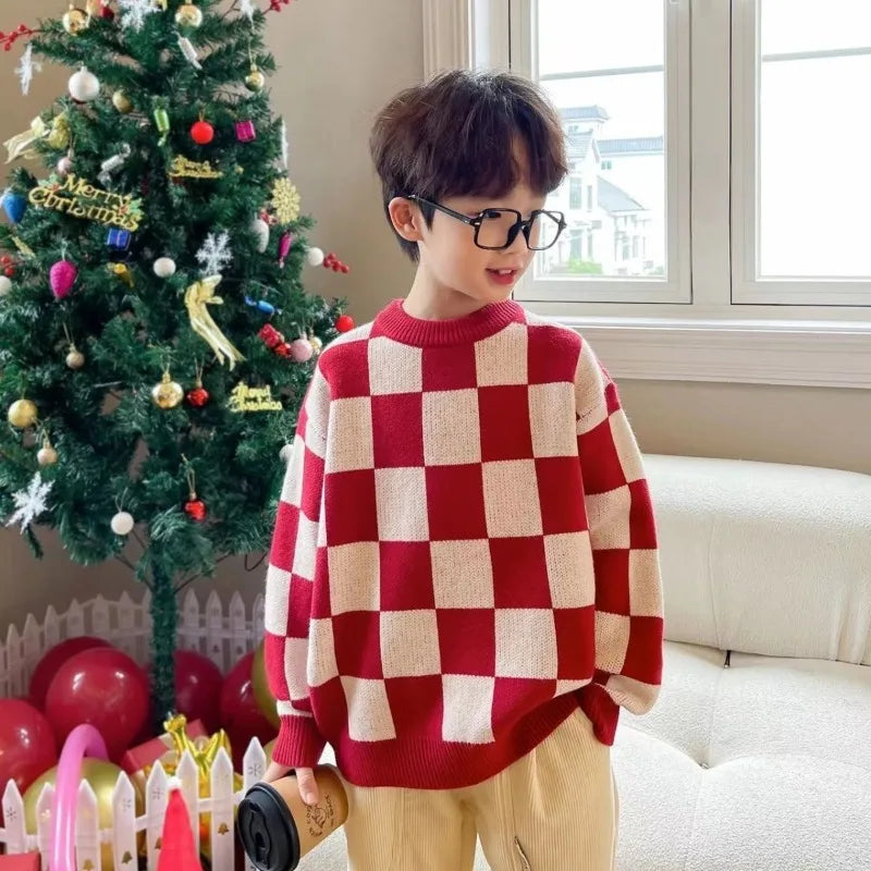 2025 New Kids' Autumn Winter Sweater Unisex Knitwear Warmth Korean Style Stylish New Year's Gift Premium Quality