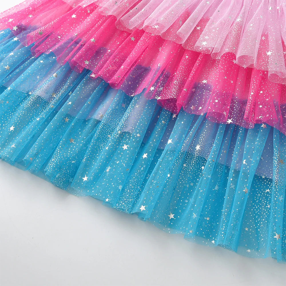 VIKITA Girls Butterfly Sequined Appliqued Long Sleeve Dress Kids Birthday Party Performance Prom Gown Shiny Princess Dresses