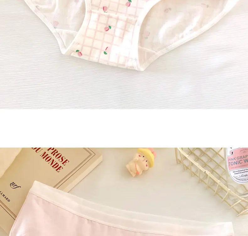 5PCS Kid Cotton Cartoon Antibacterial Panties Girls Thin Breathable Soft Briefs 3+y Young Child Underwears Toddler Cute Knickers
