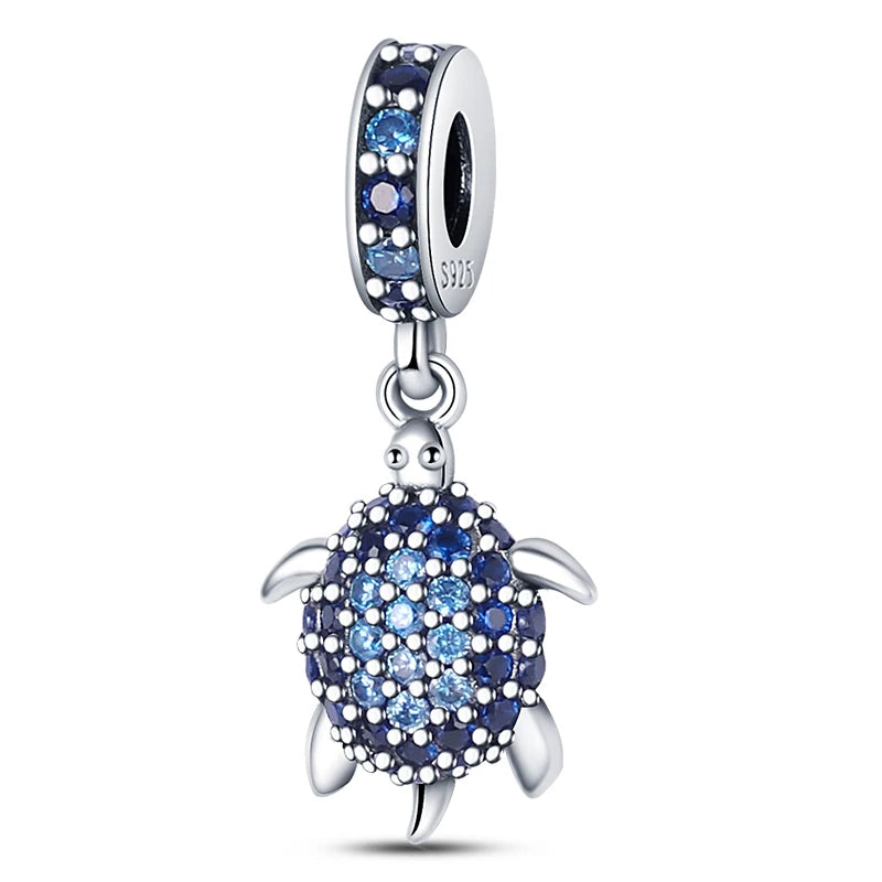 Hot Sale 925 Sterling Silver Ocean World Series Sea Turtle Starfish Little Crab Octopus Charms Bead Fit 925 Bracelet DIY Jewelry