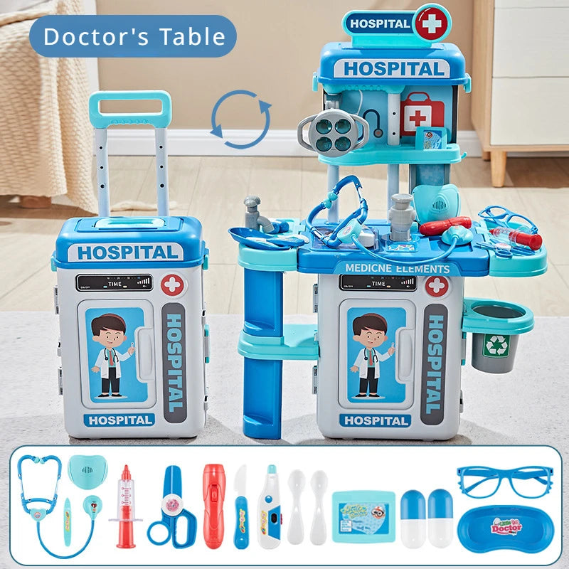 2 in 1 Doctor Kit for Kids Pretend Play Medical Station with Stethoscope Thermometer Sounds & Lights Doctor Toys for Boys Girls