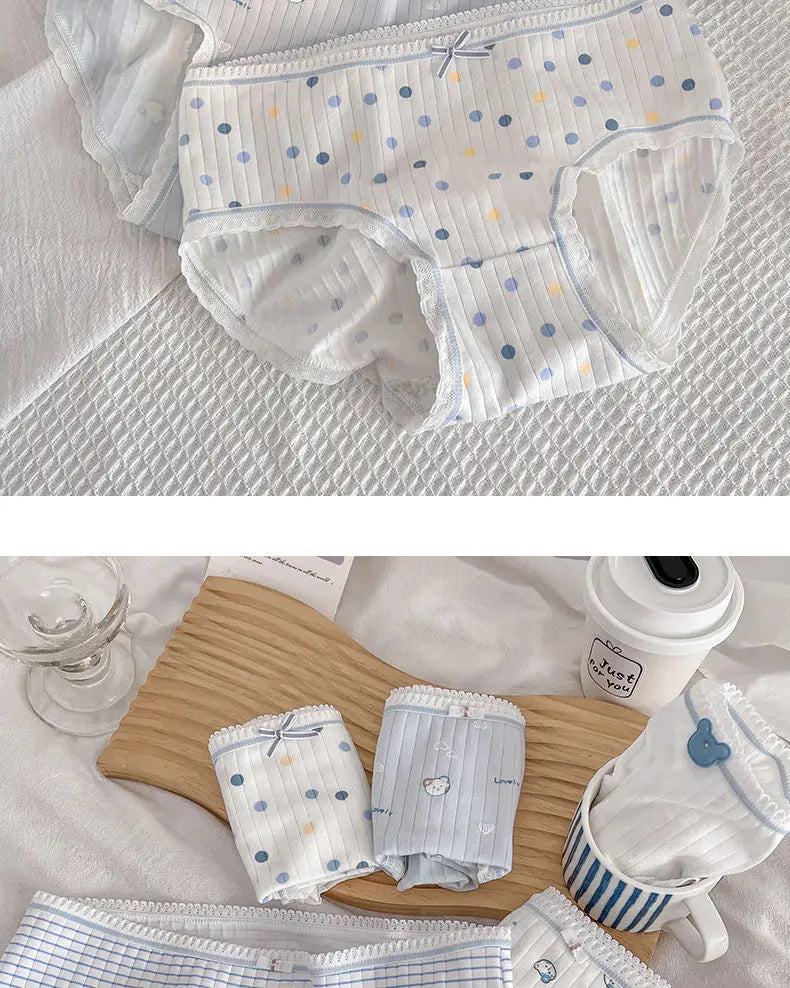 5PCS Kid Cotton Antibacterial Panties Girl Cute Cartoon Briefs 3-8Y Young Children Underwears Baby Soft Thin Breathable Knickers