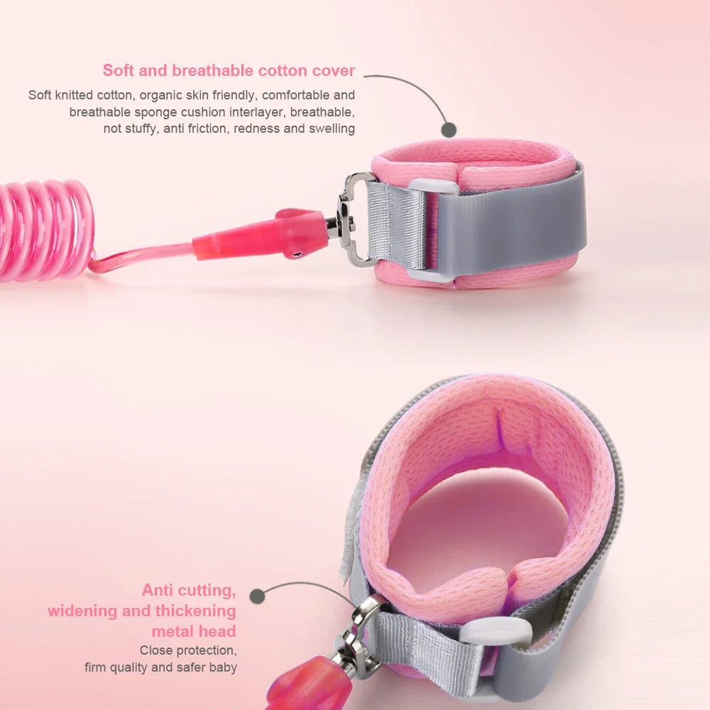 Toddlers Leash Anti Lost Wrist Link Child Kids Safety Harness Kids Walking Wristband Assistant Strap Belt for Girl Pink Gift