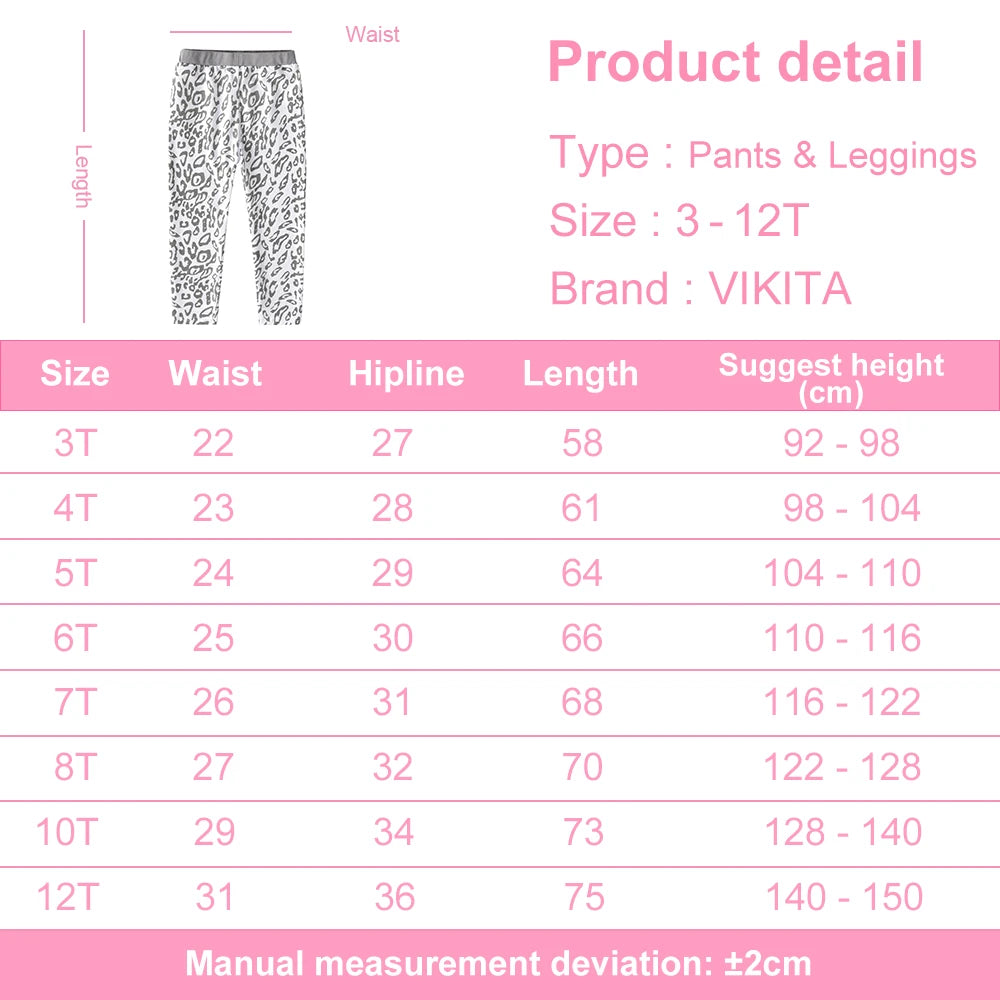 VIKITA Girls Leopard Print Pants Kids Bottom Wear Leggings Toddlers Fashion Skinny Grey Trousers Pencil Pants Cute Leggings