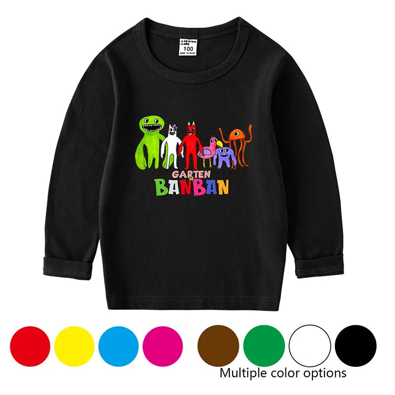 Hot Game Garden of Banban Print Cartoon 2-8Year Kids T-shirt Girls Clothes Spring Baby Boys Long Sleeve T shirt Children Tops