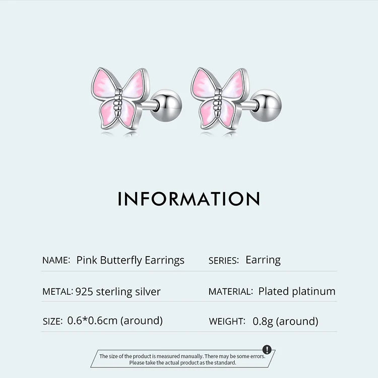 Bamoer 925 Sterling Silver Luxury Girl Earrings Rainbow Butterfy Cute Fancy Funny Ear Stud Original for Women Party Fine Jewelry