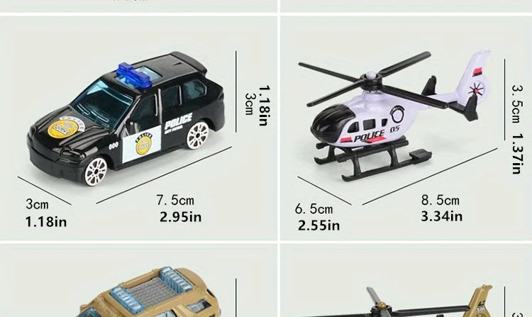 Play Vehicles Set Toy Construction Police Car Fire Engine Truck Playset Friction Powered Engineering Toy for Boys Girls Toddlers