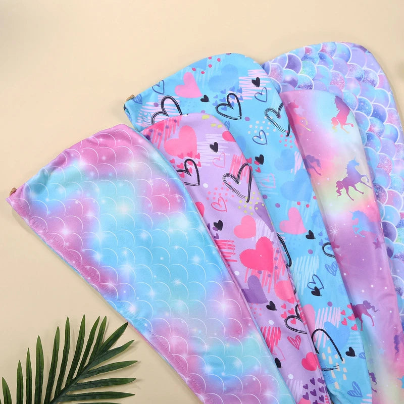 Kid 2-16Year Rapid Dry Hair Towel Microfiber Mermaid Pattern Anti Frizz Dry Hair Bath Cap Towel Quick Teen Girl Beach Shower Cap