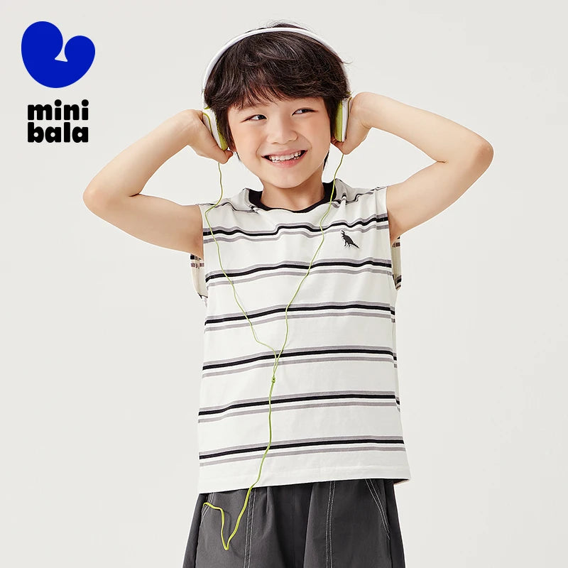 Mini Bala Boys Quick-Dry Cotton Tank Top Breathable Soft and Skin-Friendly 2025 New Summer Underwear for Kids